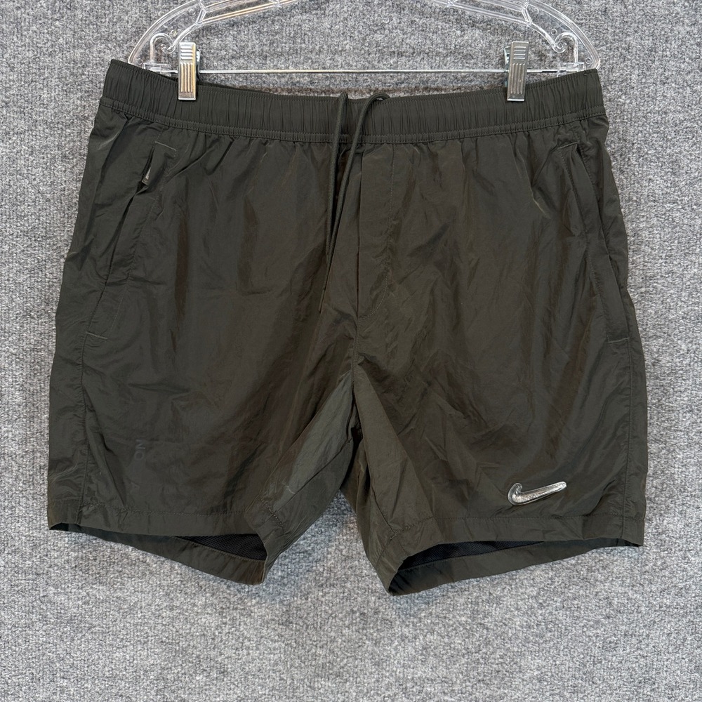 Nike NOCTA Shorts Mens Large Green Swarovski Crystal Swoosh Athletic Nylon NEW